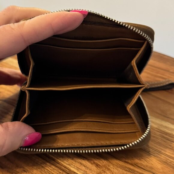 Coach Signature Canvas Small Zip-Around Wallet — Brown/Khaki Signature C - Picture 3 of 7